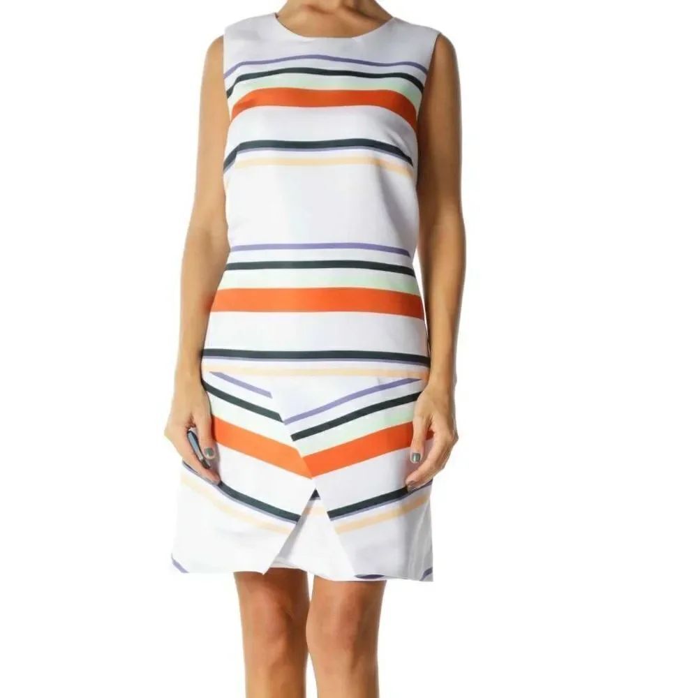 Ted Baker London MulticoloredâStriped Structured Shift Dress sz 0â(XS)